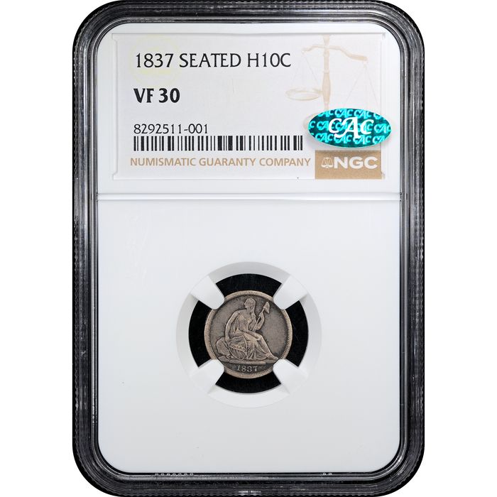 1837 Seated Liberty Half Dime (h10c) Large Date Obverse Slab Image