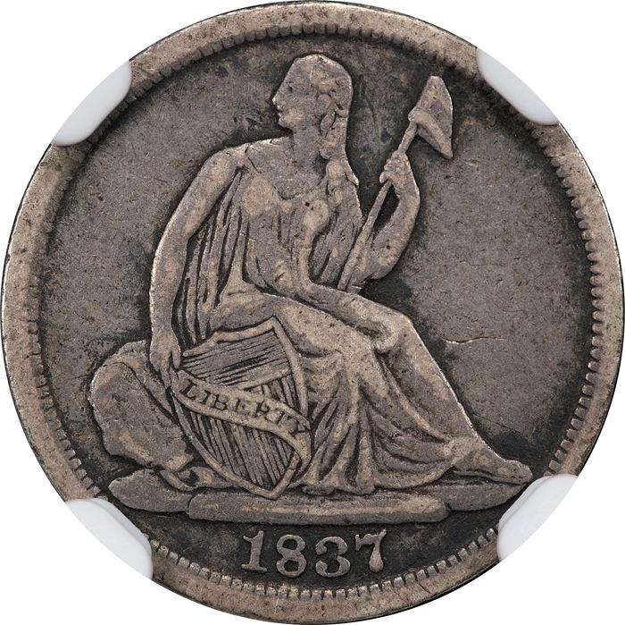 1837 Seated Liberty Half Dime (h10c) Large Date Obverse Image