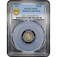 1837 Seated Liberty Half Dime (H10C) Seated Large Date Obverse Image