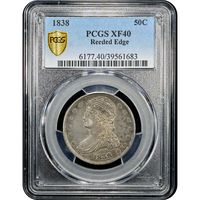 1838 Capped Bust Half Dollar (50c) Reeded Edge Obverse Slab Image