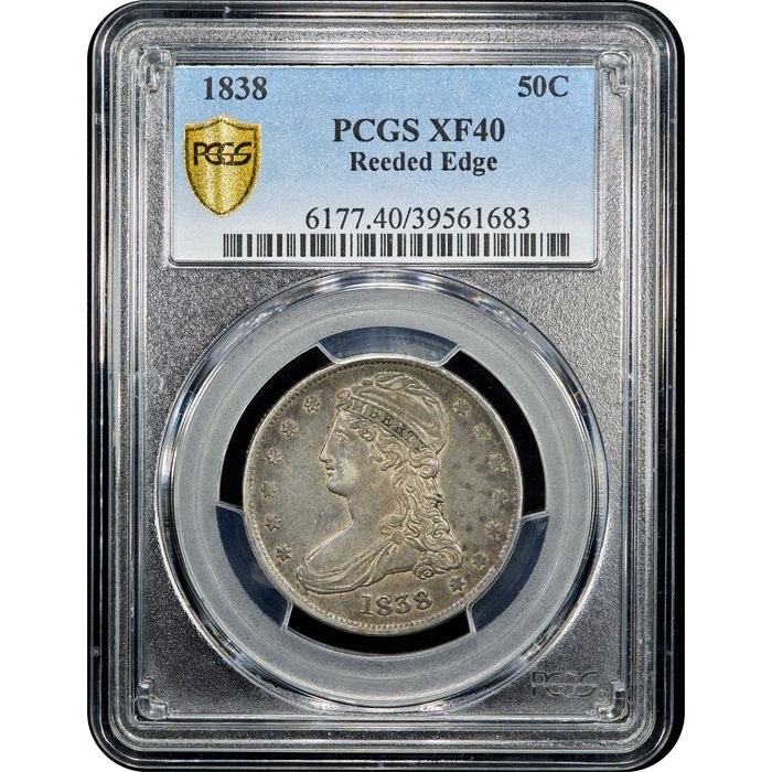 1838 Capped Bust Half Dollar (50c) Reeded Edge Obverse Slab Image