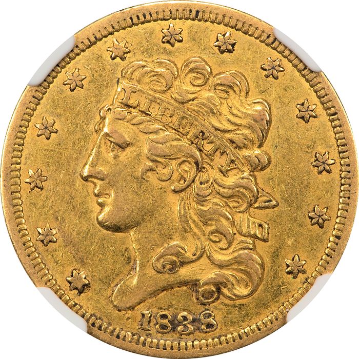 1838 Classic Head Gold Half Eagle ($5) Obverse Image