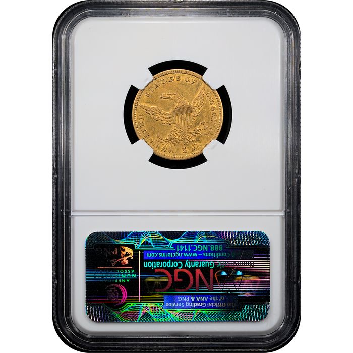 1838 Classic Head Gold Half Eagle ($5) Reverse Slab Image