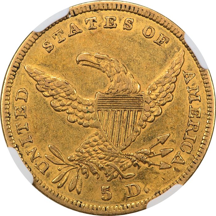 1838 Classic Head Gold Half Eagle ($5) Reverse Image