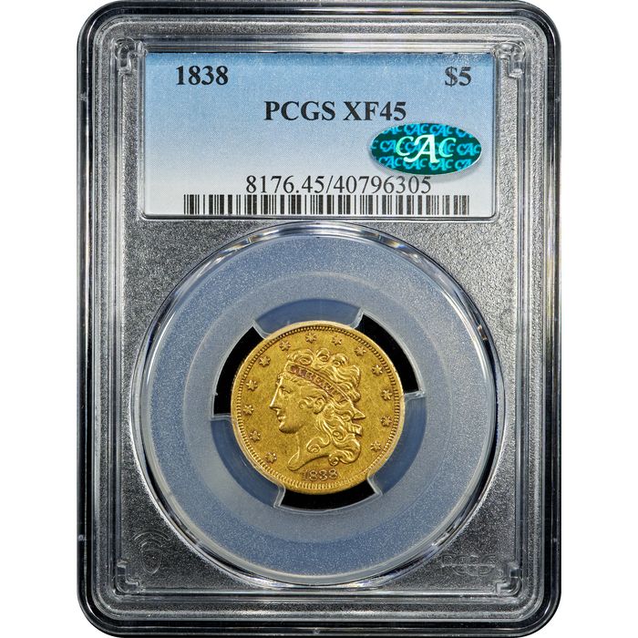 1838 Classic Head Gold Half Eagle ($5) Obverse Image