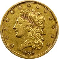 1838 Classic Head Gold Half Eagle ($5) Photo 3
