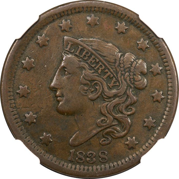 1838 Coronet Large Cent (1c) Obverse Image