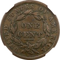 1838 Coronet Large Cent (1c) Reverse Image