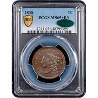 1838 Coronet Large Cent (1c) Obverse Slab Image