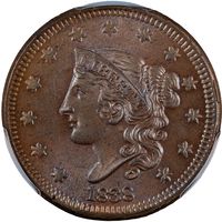 1838 Coronet Large Cent (1c) Obverse Image