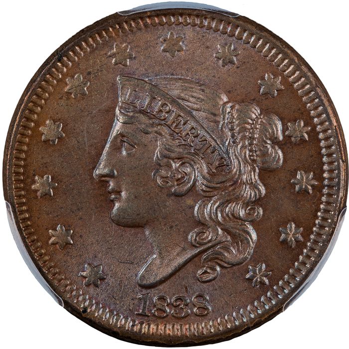 1838 Coronet Large Cent (1c) Obverse Image