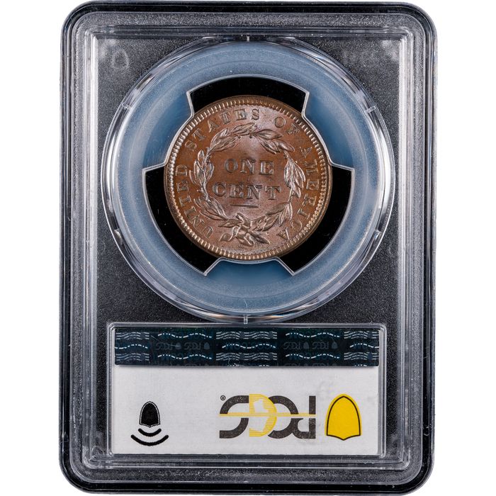 1838 Coronet Large Cent (1c) Reverse Slab Image
