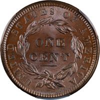 1838 Coronet Large Cent (1c) Reverse Image