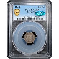 1838 Large Stars Seated Liberty Half Dime (h10c) Obverse Slab Image