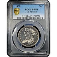 1838 Pattern Half Dollar (50c) J-73 Restrike Obverse Image