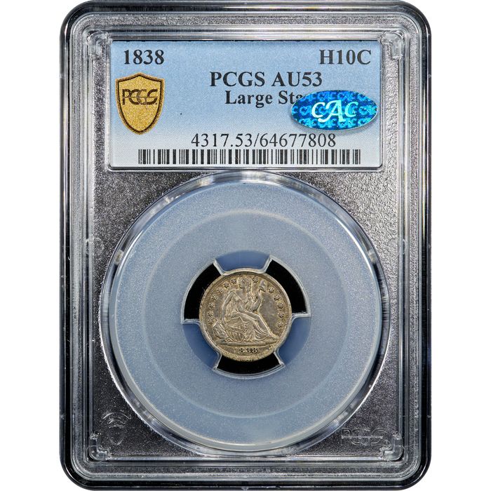 1838 Seated Liberty Half Dime (H10C) No Drapery, Large Stars Obverse Slab Image