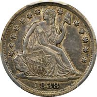 1838 Seated Liberty Half Dime (H10C) No Drapery, Large Stars Obverse Image