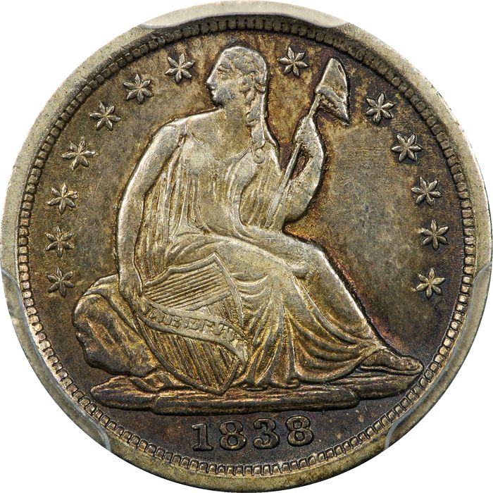 1838 Seated Liberty Half Dime (H10C) No Drapery, Small Stars Obverse Image