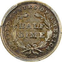 1838 Seated Liberty Half Dime (H10C) No Drapery, Small Stars Reverse Image