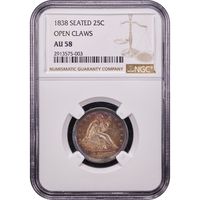 1838 Seated Liberty Quarter (25c) No Drapery Obverse Slab Image