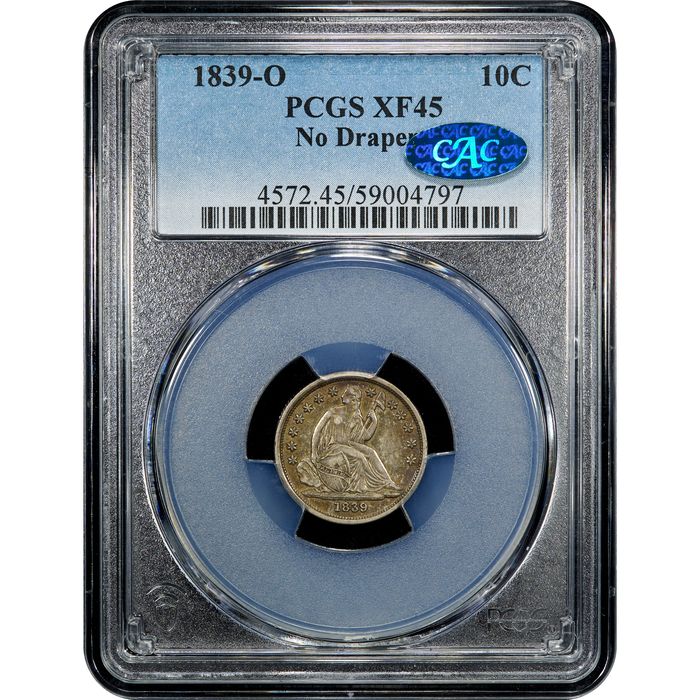 1839-O Seated Liberty Dime (10c) No Drapery Obverse Slab Image