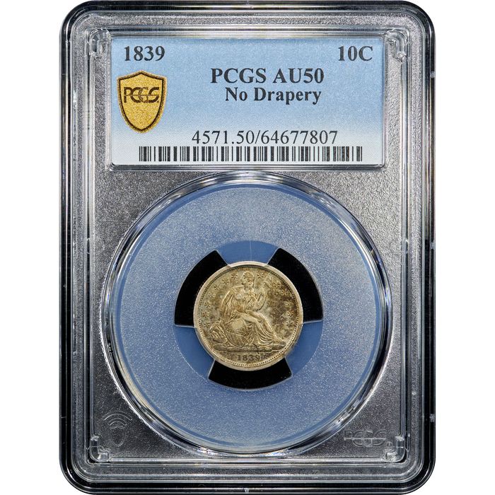 1839 Seated Liberty Dime (10c) No Drapery Obverse Image
