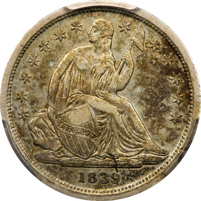 1839 Seated Liberty Dime (10c) No Drapery Photo 3