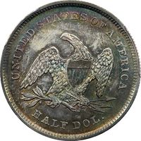1839 Seated Liberty Half Dollar (50c) Drapery Reverse Image