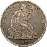 1839 Seated Liberty Half Dollar (50c) Drapery Photo 3