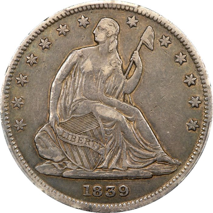 1839 Seated Liberty Half Dollar (50c) Drapery Photo 3