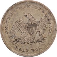 1839 Seated Liberty Half Dollar (50c) Drapery Reverse Image