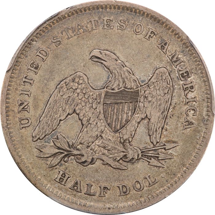 1839 Seated Liberty Half Dollar (50c) Drapery Reverse Image