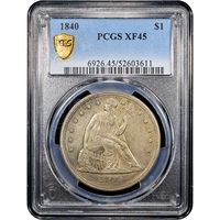 1840 Seated Liberty Dollar ($1) Obverse Slab Image