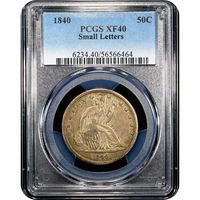 1840 Seated Liberty Half Dollar (50c) Small Letters Obverse Slab Image