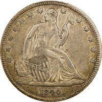 1840 Seated Liberty Half Dollar (50c) Small Letters Obverse Image