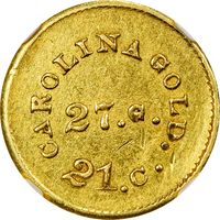 1842-50 A. Bechtler Gold Dollar (G$1) 27G Plain Edge Obverse Image