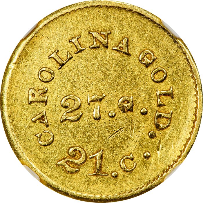 1842-50 A. Bechtler Gold Dollar (G$1) 27G Plain Edge Obverse Image