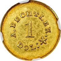 1842-50 A. Bechtler Gold Dollar (G$1) 27G Plain Edge Reverse Image