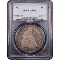 1842 Seated Liberty Dollar ($1) Obverse Slab Image