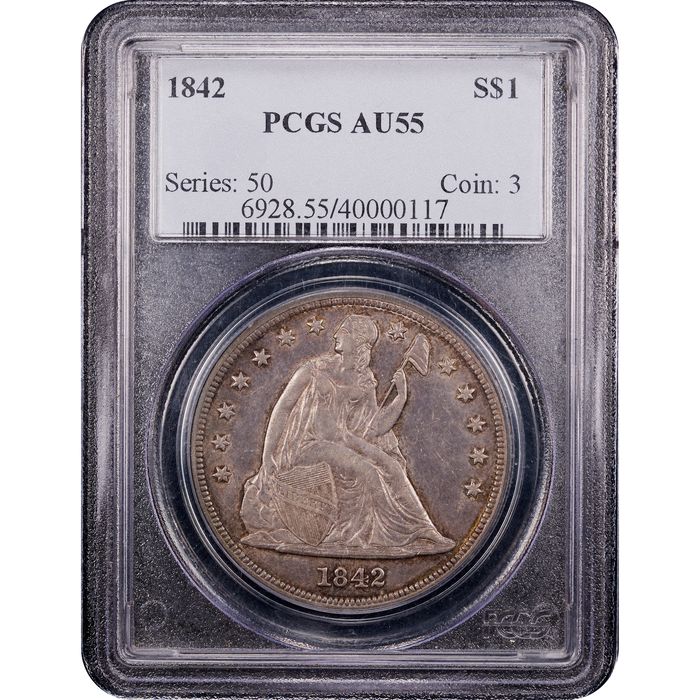 1842 Seated Liberty Dollar ($1) Obverse Slab Image
