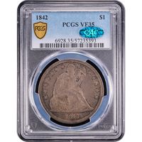 1842 Seated Liberty Dollar ($1) Obverse Slab Image