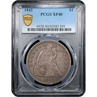 1842 Seated Liberty Dollar ($1) Obverse Slab Image