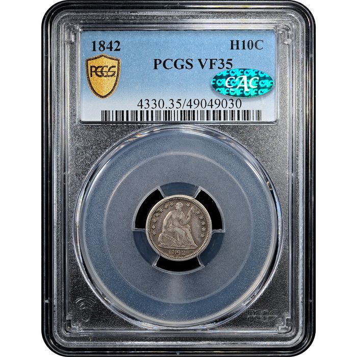 1842 Seated Liberty Half Dime (h10c) Obverse Slab Image