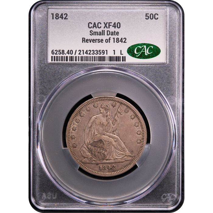 1842 Seated Liberty Half Dollar (50c) Small Date, Rev of 1842 Obverse Image