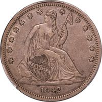1842 Seated Liberty Half Dollar (50c) Small Date, Rev of 1842 Photo 3