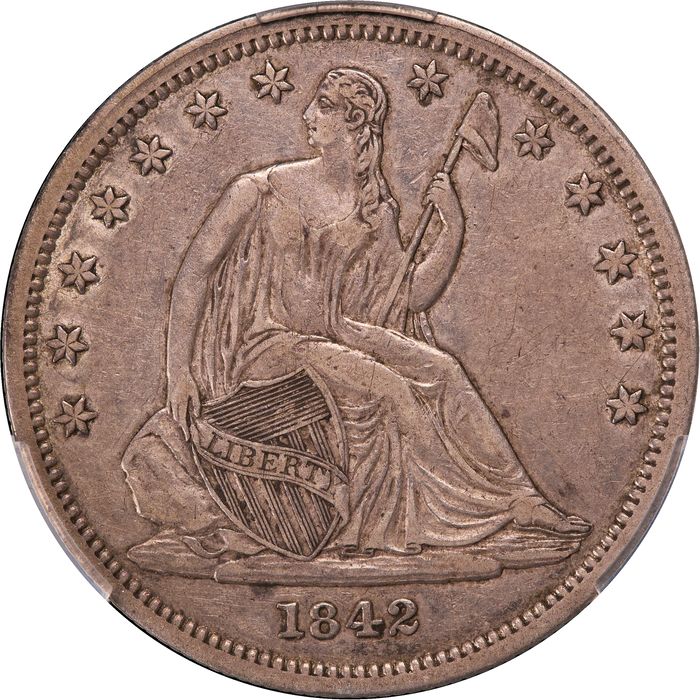 1842 Seated Liberty Half Dollar (50c) Small Date, Rev of 1842 Photo 3