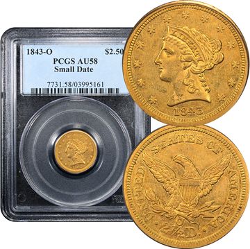1843-O Liberty Gold Quarter Eagle ($2.50) Small Date Composite Image