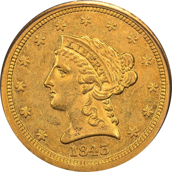 1843-O Liberty Gold Quarter Eagle ($2.50) Small Date Obverse Image