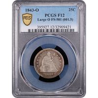 1843-O Seated Liberty Quarter (25c) Large O Obverse Slab Image