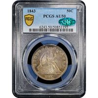 1843 Seated Liberty Half Dollar (50c) Obverse Slab Image